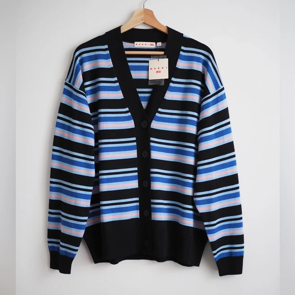 Marni merino wool blend stripes Uniqlo cardigan sweater - Picture 1 of 7